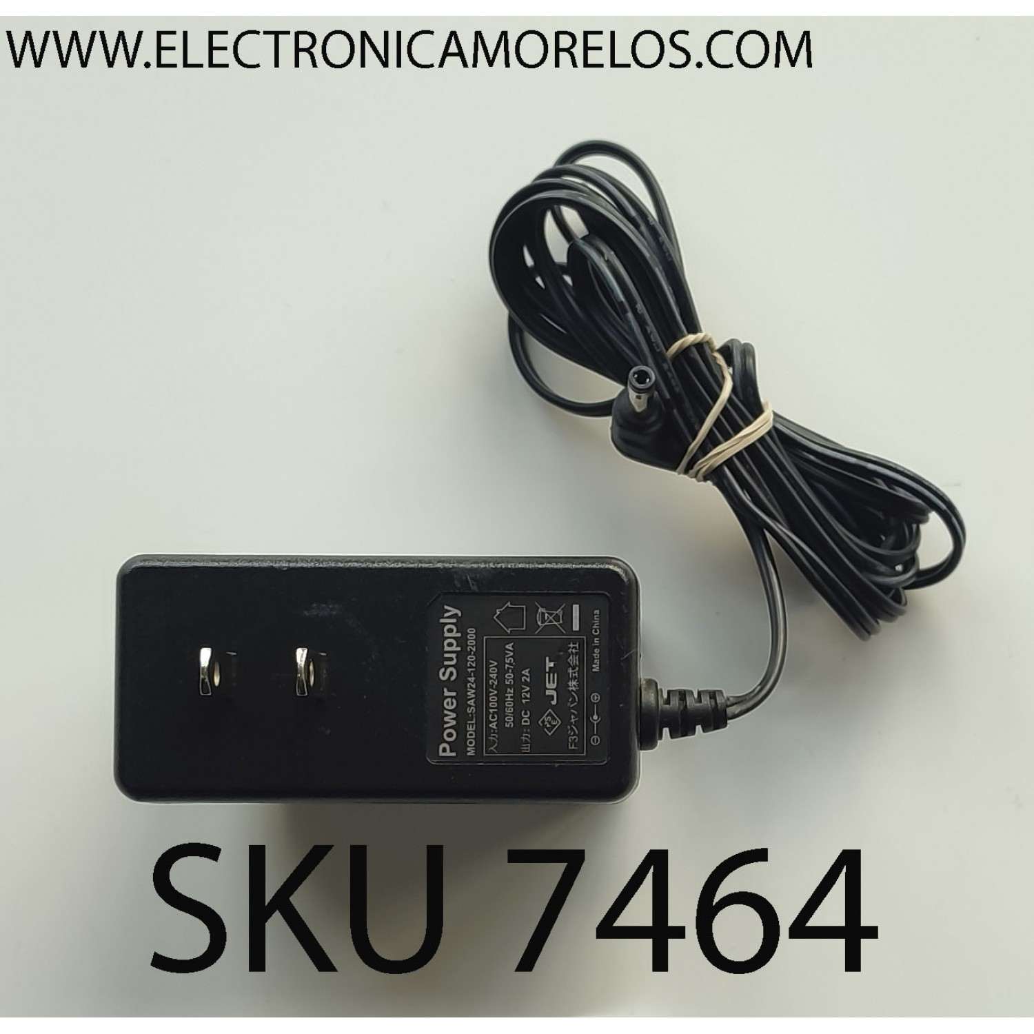 ADAPTADOR AC / NUMERO DE PARTE SAW24-120-2000 / 12V - 2A	